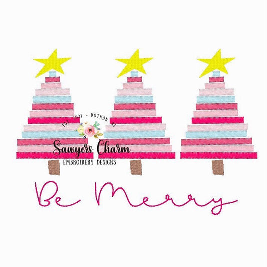 Boho Christmas tree with star satin stitch machine design embroidery file, quick stitch, zig zag, holiday tree