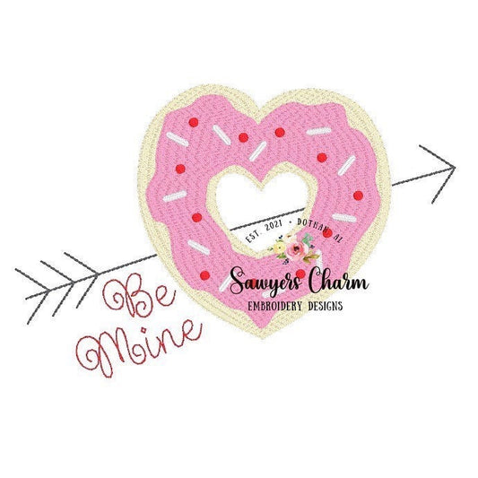 Valentine's Day heart donut arrow sketch machine applique embroidery design file quick stitch bean stitch, vintage stitch, scribble squiggly