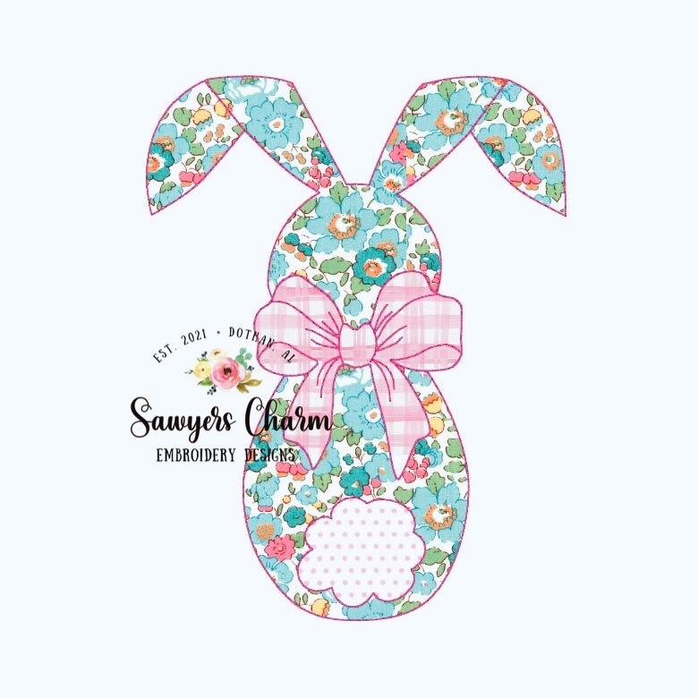BUNDLE Girl and boy Easter bunny bean stitch applique machine embroidery design file, quick stitch, with and without bow