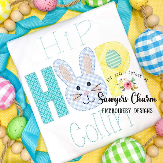BUNDLE Girl and boy Easter bunny blanket stitch Hip Hop machine applique embroidery design file, quick stitch, with and without bow