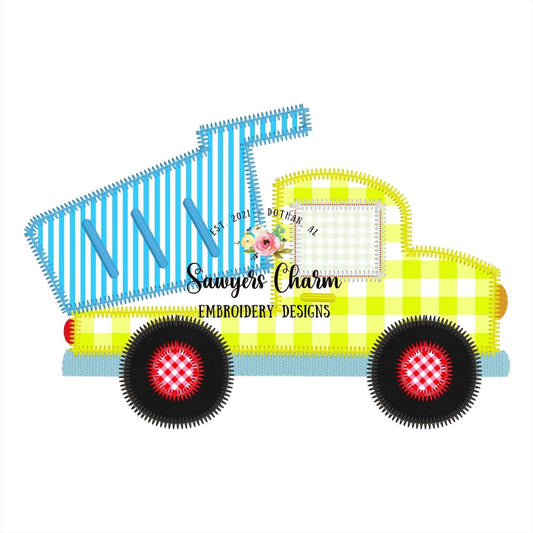 Dump truck, hauler zig zag machine applique design embroidery file, quick stitch, perfect for boys, construction vehicle