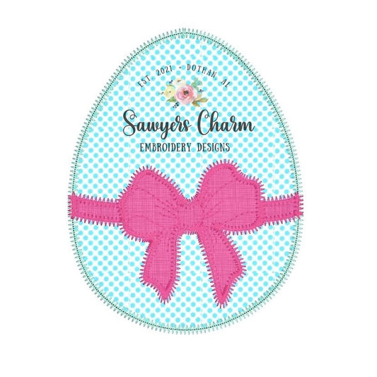 BUNDLE Girl and boy Easter egg with and without bow zigzag stitch machine applique embroidery design file, quick stitch