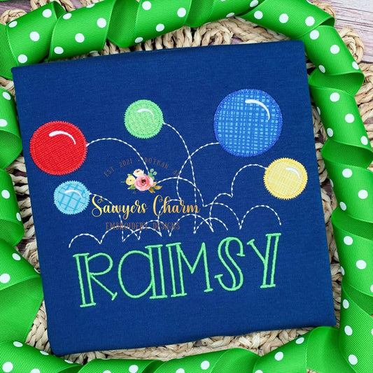 BUNDLE Bouncy balls sketch and zigzag applique, machine embroidery design file, quick stitch, bean stitch, bouncing balls