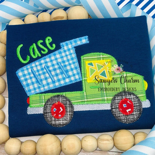 Dump truck, hauler zig zag machine applique design embroidery file, quick stitch, perfect for boys, construction vehicle