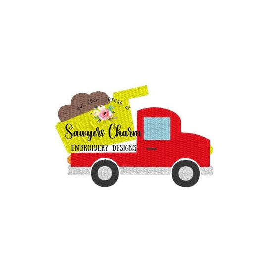Mini dump truck fill stitch machine embroidery design file, transportation, perfect for monograms, quick stitch, dirt hauler