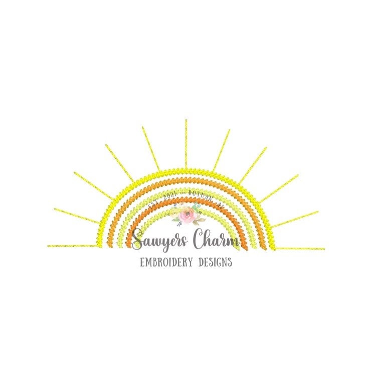 Mini sunshine stem stitch and bean stitch machine embroidery design file, quick stitch, you are my sunshine, rainbow, perfect for monograms
