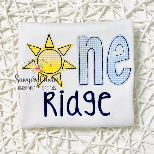 Sunshine ONE bean stitch applique, machine embroidery design file, quick stitch, birthday, first birthday, you are my sunshine