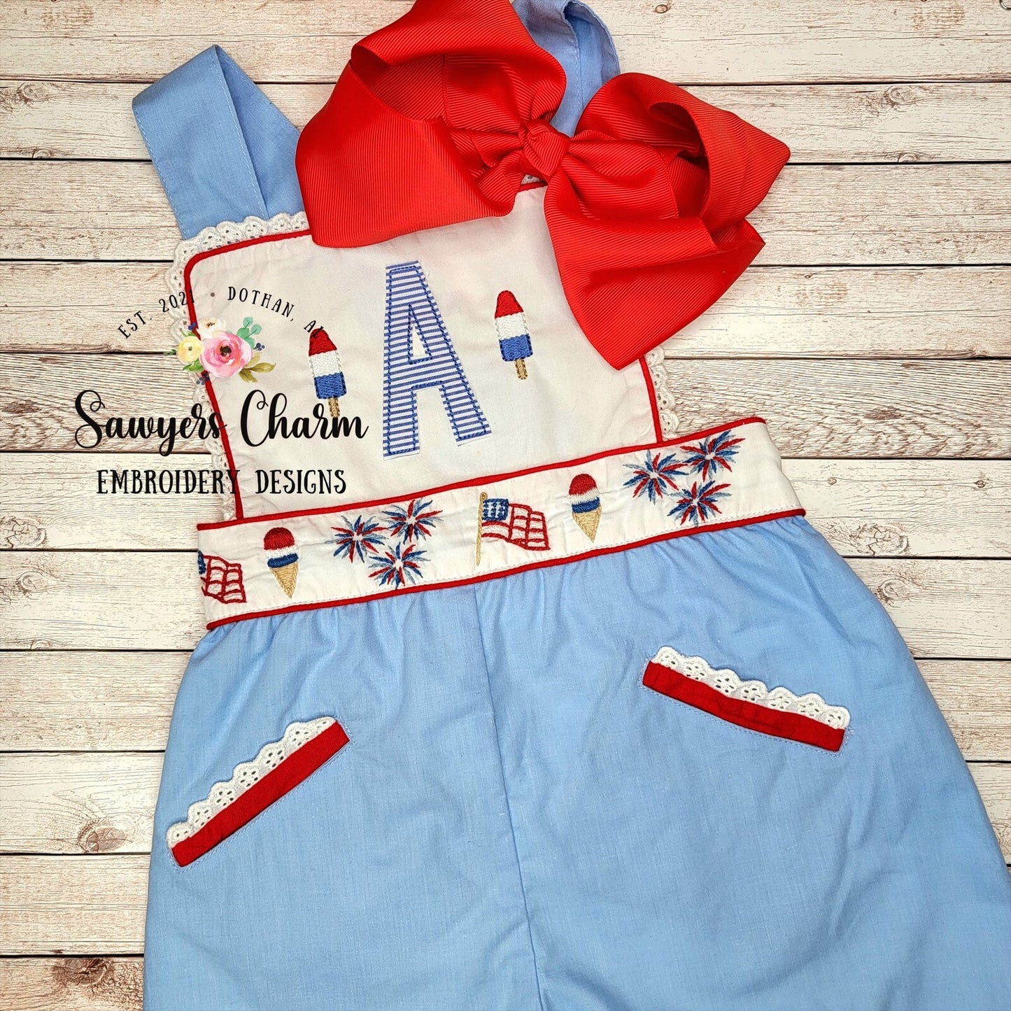 Mini patriotic bomb pop, ice cream popsicle machine embroidery design file, quick stitch bean stitch, stars stripes, red white blue July 4th