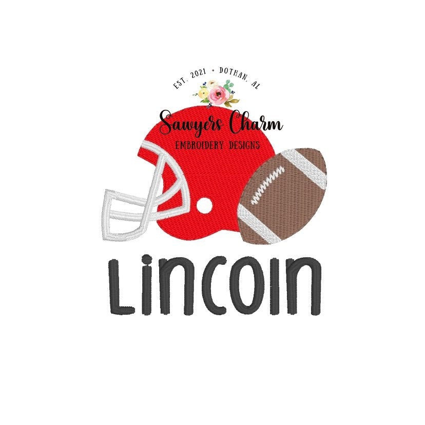Mini helmet and football fill stitch machine embroidery design file, sports, perfect for monogram, quick stitch, satin stitch, college