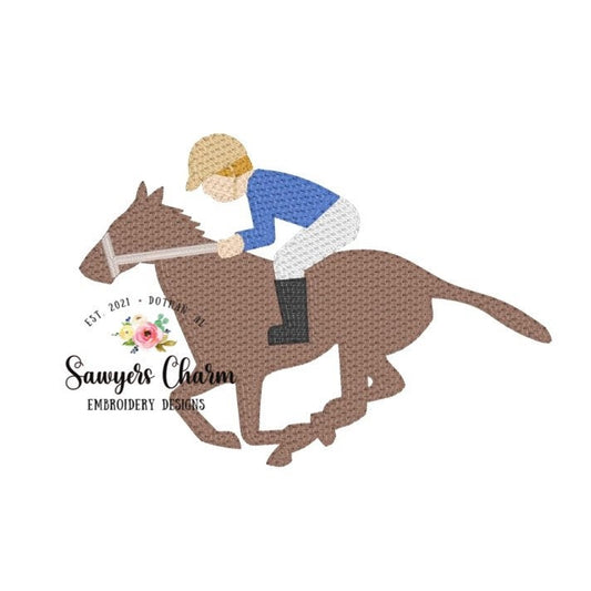 Derby race horse jockey sketch stitch machine embroidery design file, festival, quick stitch, racing, horses