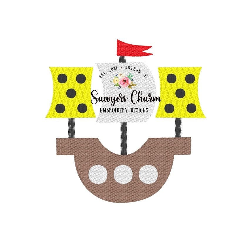 BUNDLE Pirate ship & skull flag, sketch stitch machine embroidery design file, quick stitch, beach, water vessel, pirates mascot, mini fill