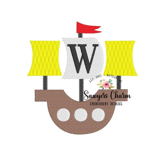 BUNDLE Pirate ship & skull flag, sketch stitch machine embroidery design file, quick stitch, beach, water vessel, pirates mascot, mini fill