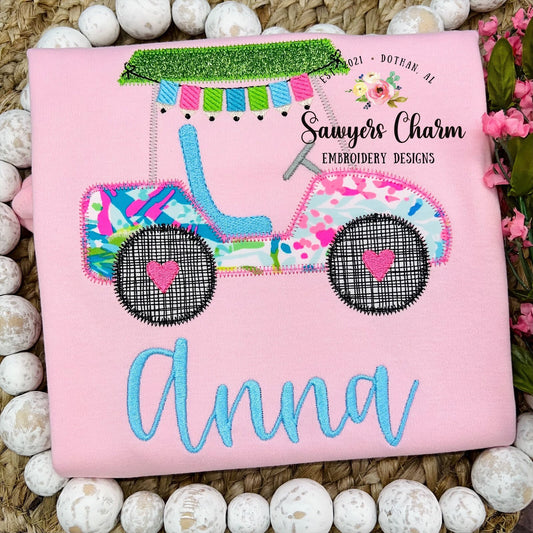 BUNDLE Boy and girl Golf cart all holidays zigzag machine embroidery applique design file, Valentine's, Shamrocks, patriotic, Easter, fall