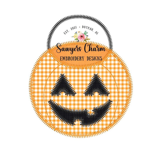 BUNDLE Halloween jackolantern candy bucket zig zag machine applique embroidery design file, quick stitch, fall pumpkin, trick or treating