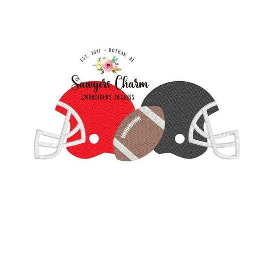 House Divided two helmets and football sketch stitch machine embroidery design file, sports, quick stitch, college high school, satin stitch