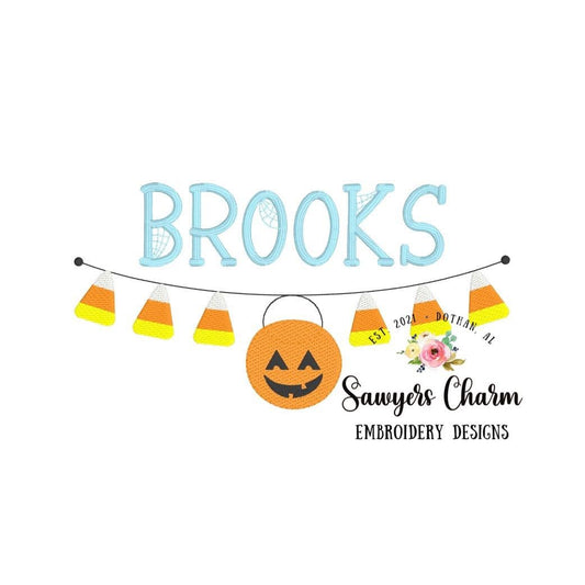 BUNDLE Halloween candy corn jackolantern bunting banner sketch stitch machine embroidery design file, quick stitch/bean stitch, fall pumpkin