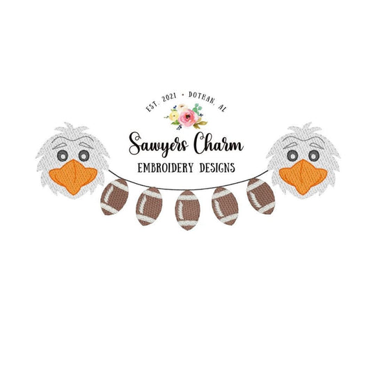 Sports Eagles mascot football bunting banner, sketch fill design embroidery file, quick stitch, bean stitch, college university, high school