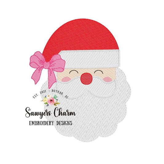 Santa Claus with bow sketch stitch machine embroidery design file, quick stitch, Christmas, holidays, winter, holly jolly, ho ho ho
