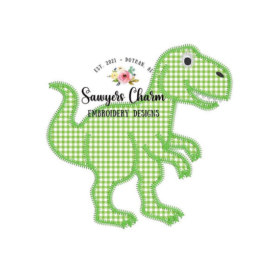 T-Rex zigzag stitch applique, machine embroidery design file, quick stitch, tyrannosaurus rex dinosaur dino, prehistoric