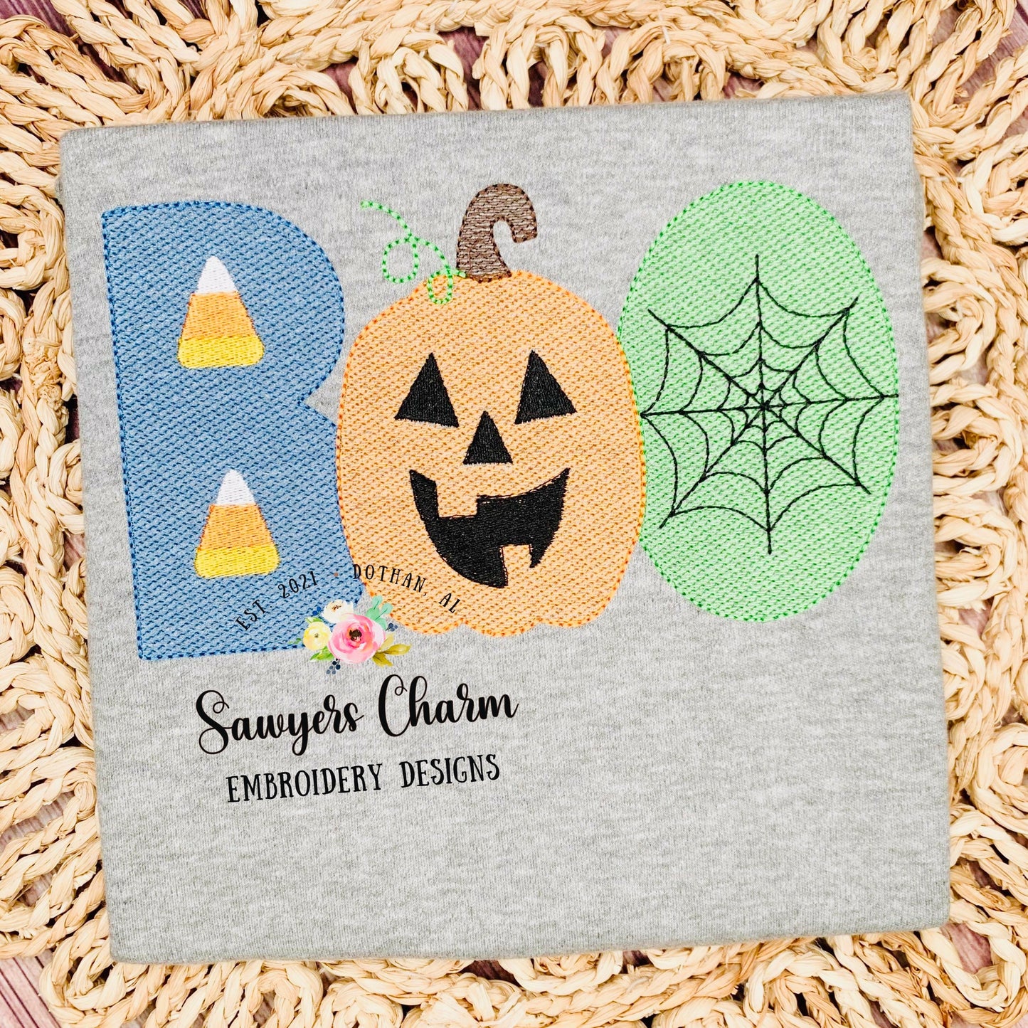 BUNDLE Halloween BOO jackolantern/candy corn/spiderweb with & without bow sketch stitch, machine embroidery design file, fall pumpkin