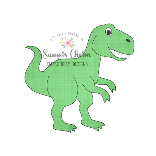 T-Rex bean stitch applique, machine embroidery design file, quick stitch, tyrannosaurus rex dinosaur dino, prehistoric