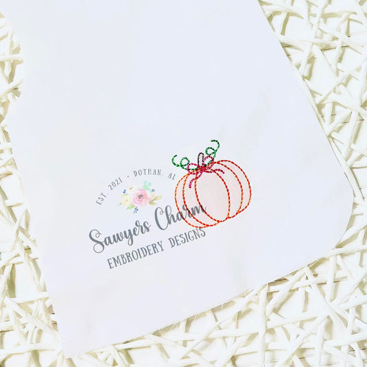 BUNDLE Shadow work mini pumpkin with & without bow, heirloom, sketch stitch embroidery design file, fall leaves, pumpkin patch, quick stitch