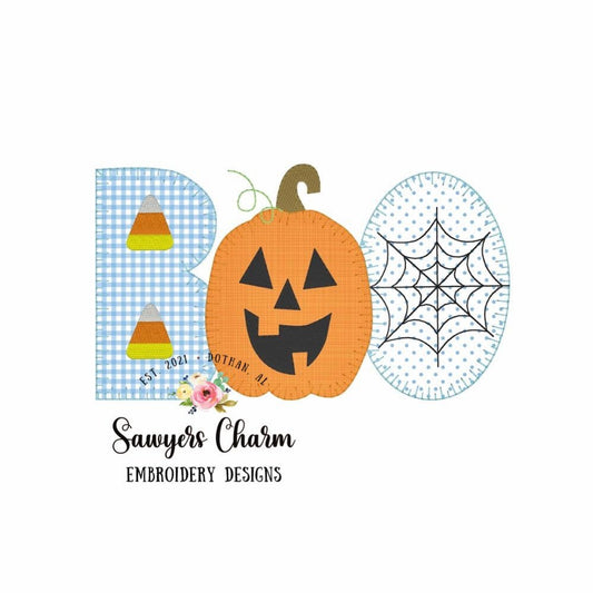 BUNDLE Halloween BOO jackolantern/candy corn/spiderweb with & without bow blanket stitch, machine applique embroidery design file, pumpkin