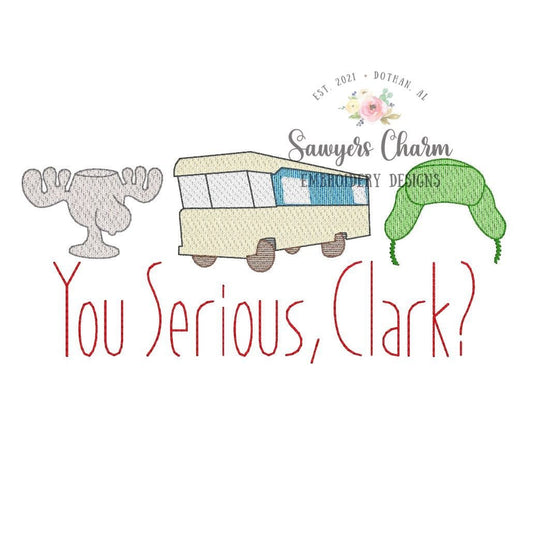 BUNDLE Christmas vacation tree sketch stitch machine embroidery design file, station wagon, tree, jello, cat, ornaments, trio RV camper