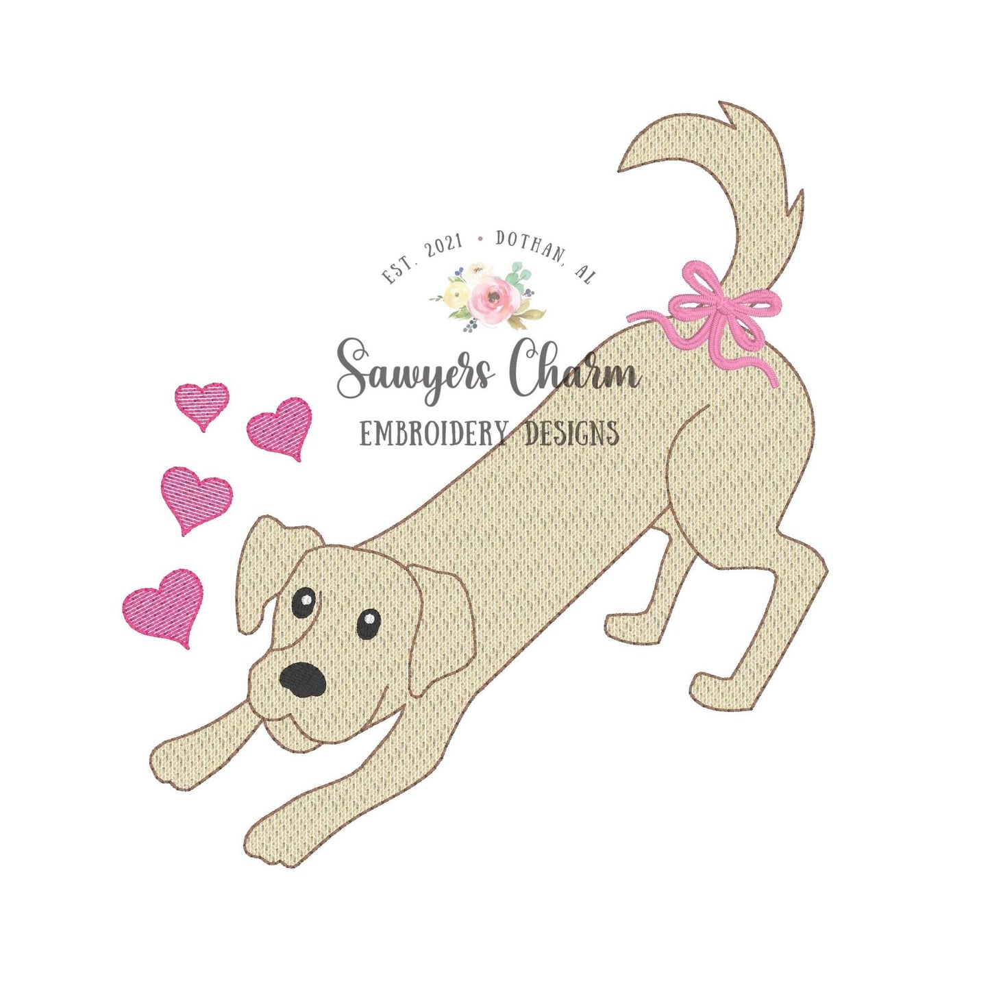 BUNDLE Valentine dog with hearts, with and without bow, sketch stitch machine embroidery design file, quick stitch, love, XOXO puppy
