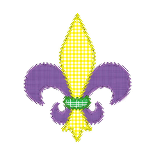 BUNDLE Mardi gras fleur de lis zigzag stitch applique, machine embroidery design file, with and without bow, quick stitch, new orleans