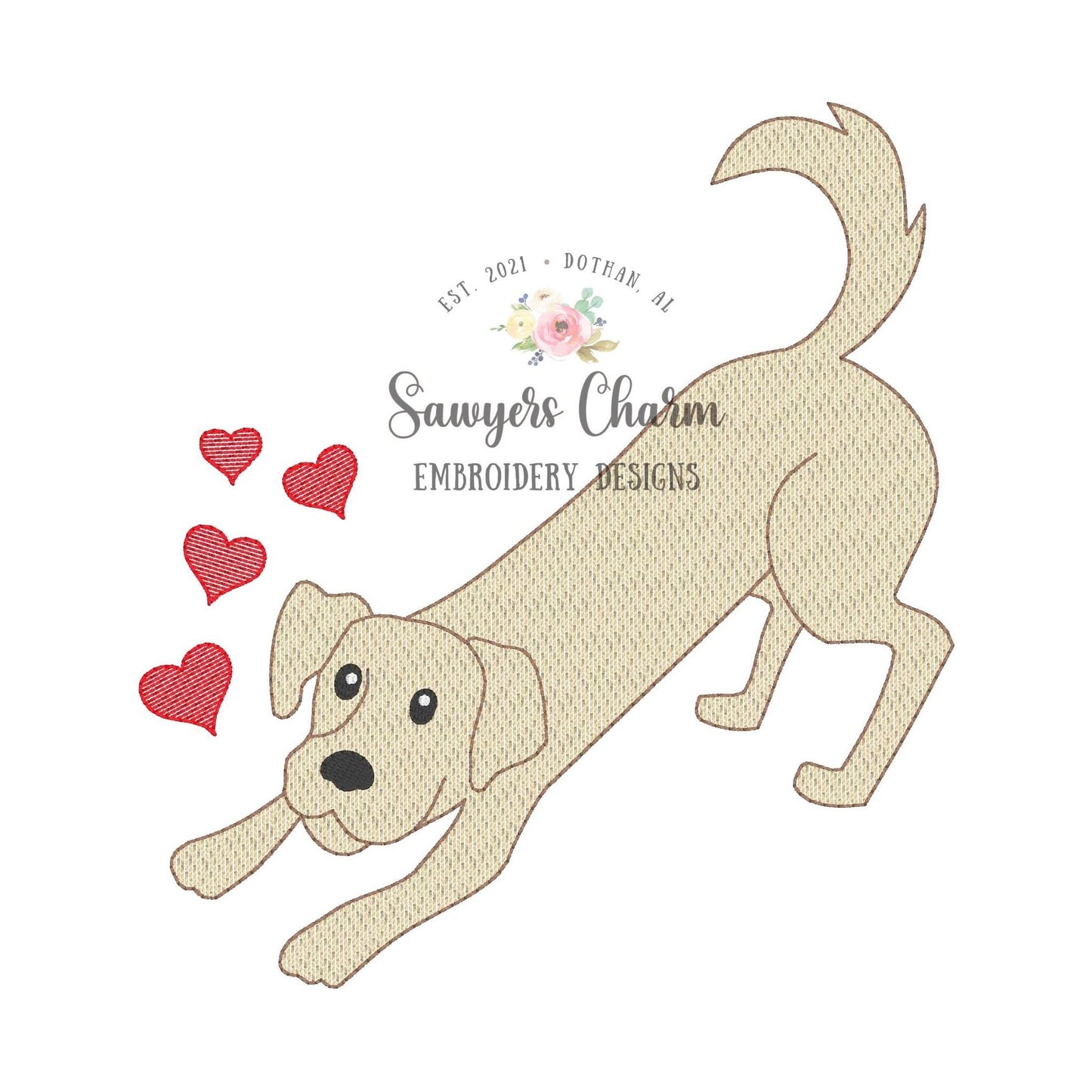 BUNDLE Valentine dog with hearts, with and without bow, sketch stitch machine embroidery design file, quick stitch, love, XOXO puppy