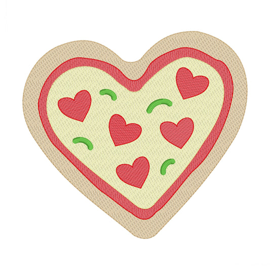 Valentine's Day heart pizza sketch stitch machine embroidery design file, quick stitch, love, XOXO, pepperoni, crust, peppers, be mine