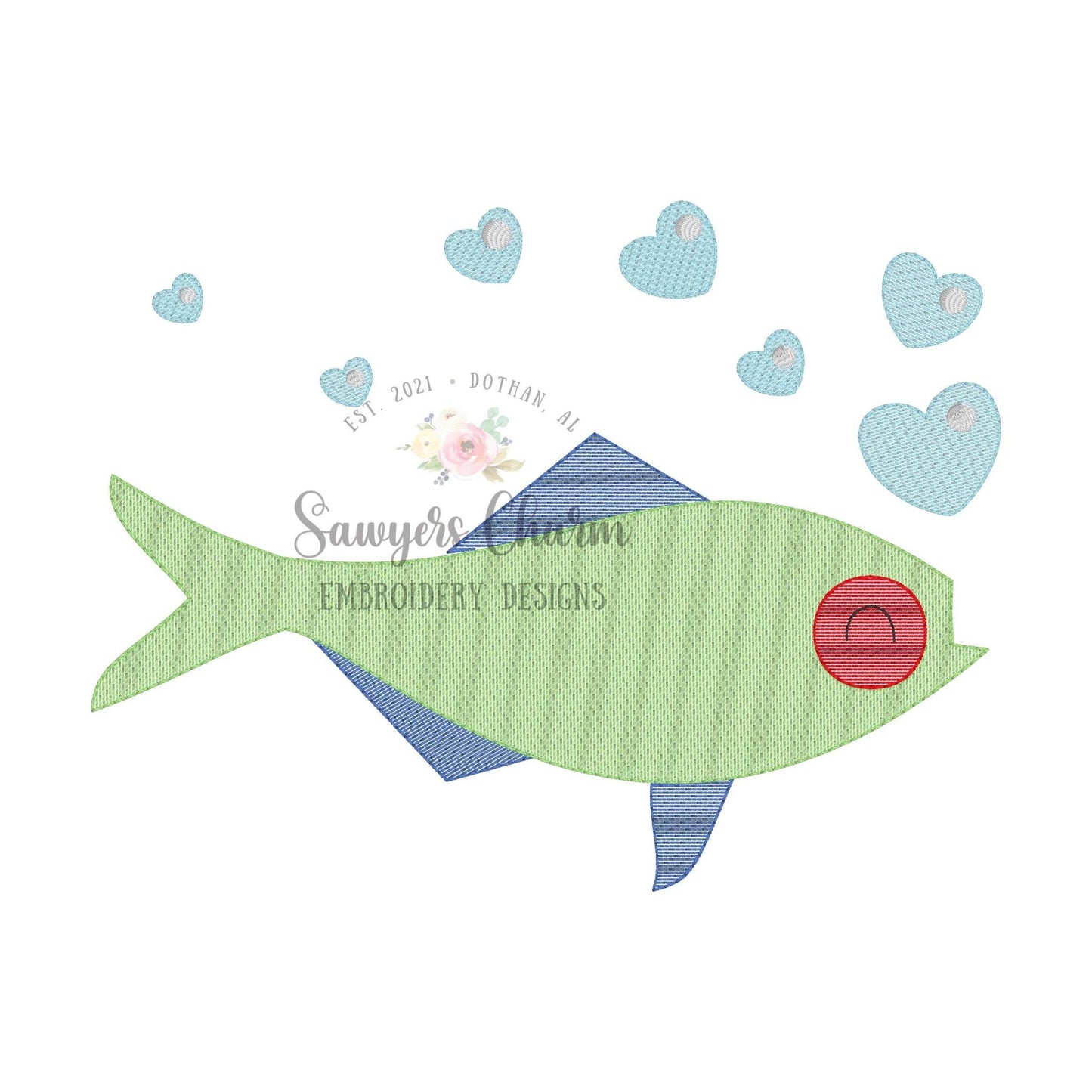 BUNDLE Fish heart bubbles with & without bow sketch stitch machine embroidery design file, bean stitch, fishing, love XOXO be mine, catch