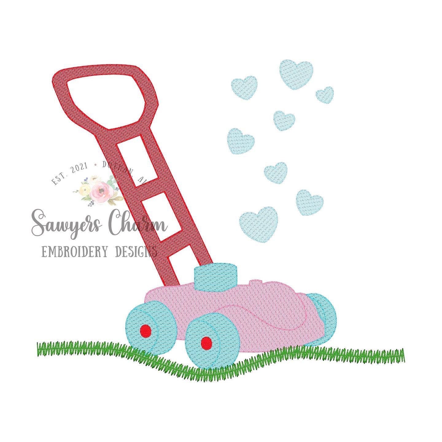 BUNDLE Toy bubble mower sketch stitch machine embroidery design file, quick stitch, all 6 designs included, grass outdoor play spring summer