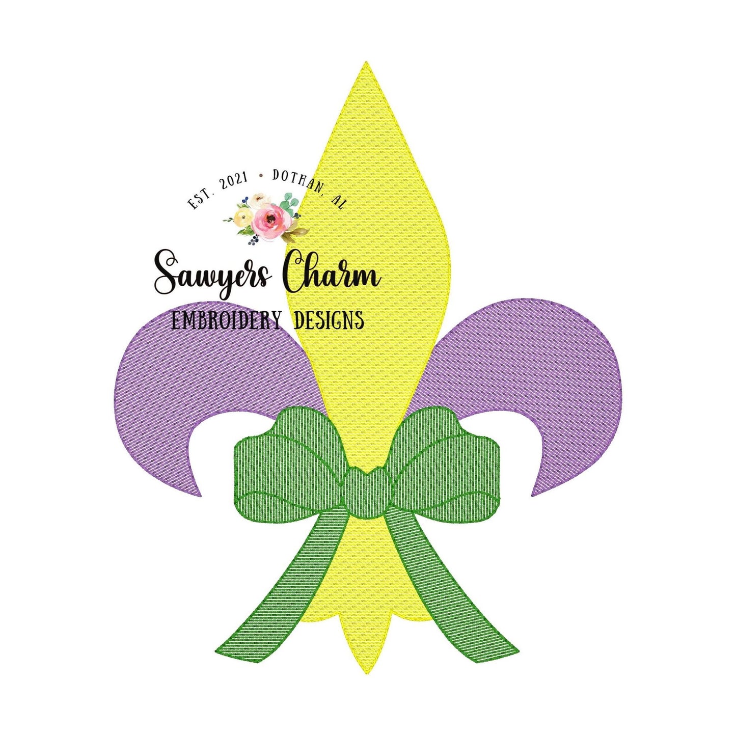 BUNDLE Mardi gras fleur de lis sketch stitch machine embroidery design file, with and without bow, quick stitch, bean stitch details