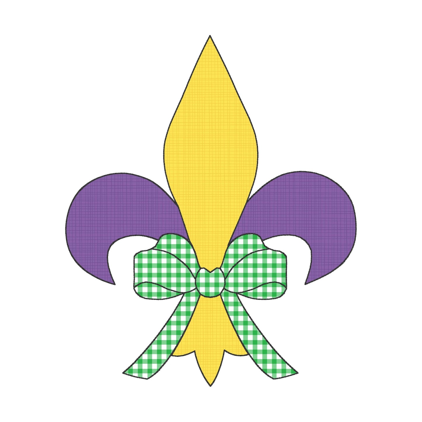 BUNDLE Mardi gras fleur de lis bean stitch applique, machine embroidery design file, with and without bow, quick stitch, new orleans