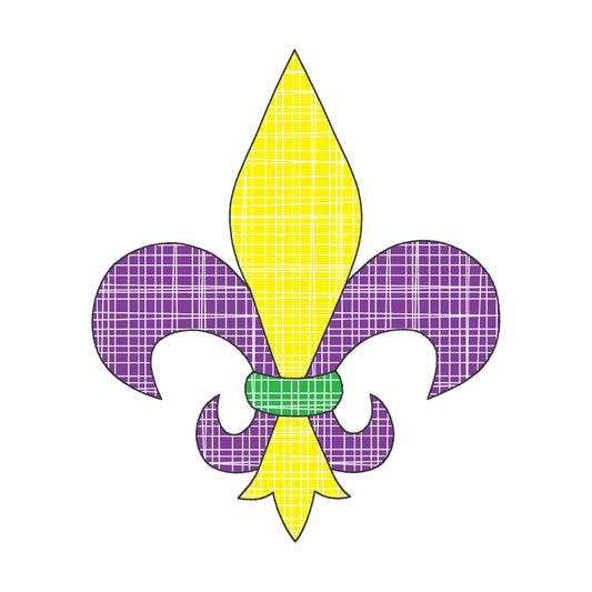 BUNDLE Mardi gras fleur de lis bean stitch applique, machine embroidery design file, with and without bow, quick stitch, new orleans