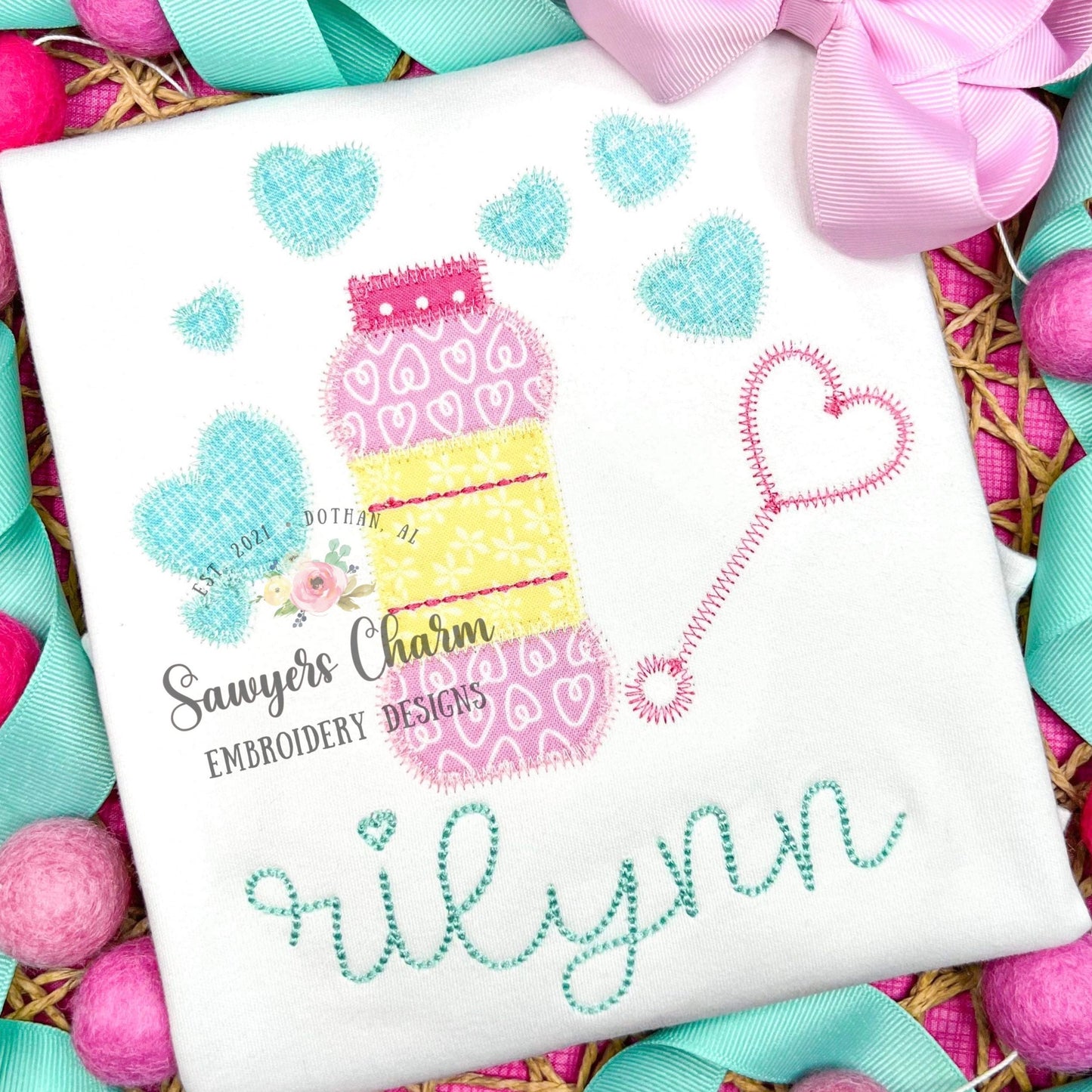 BUNDLE Valentine's Day bubble blowing hearts, bean and zigzag stitch machine applique embroidery design file, quick stitch, love, XOXO