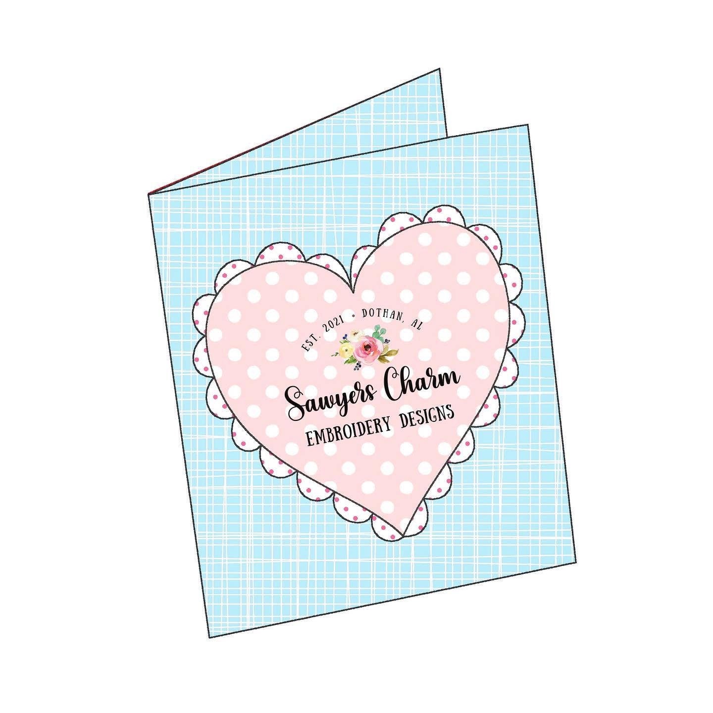 BUNDLE Valentine's Day card with scalloped heart & heart with arrow bean stitch machine applique embroidery design file, quick stitch, love