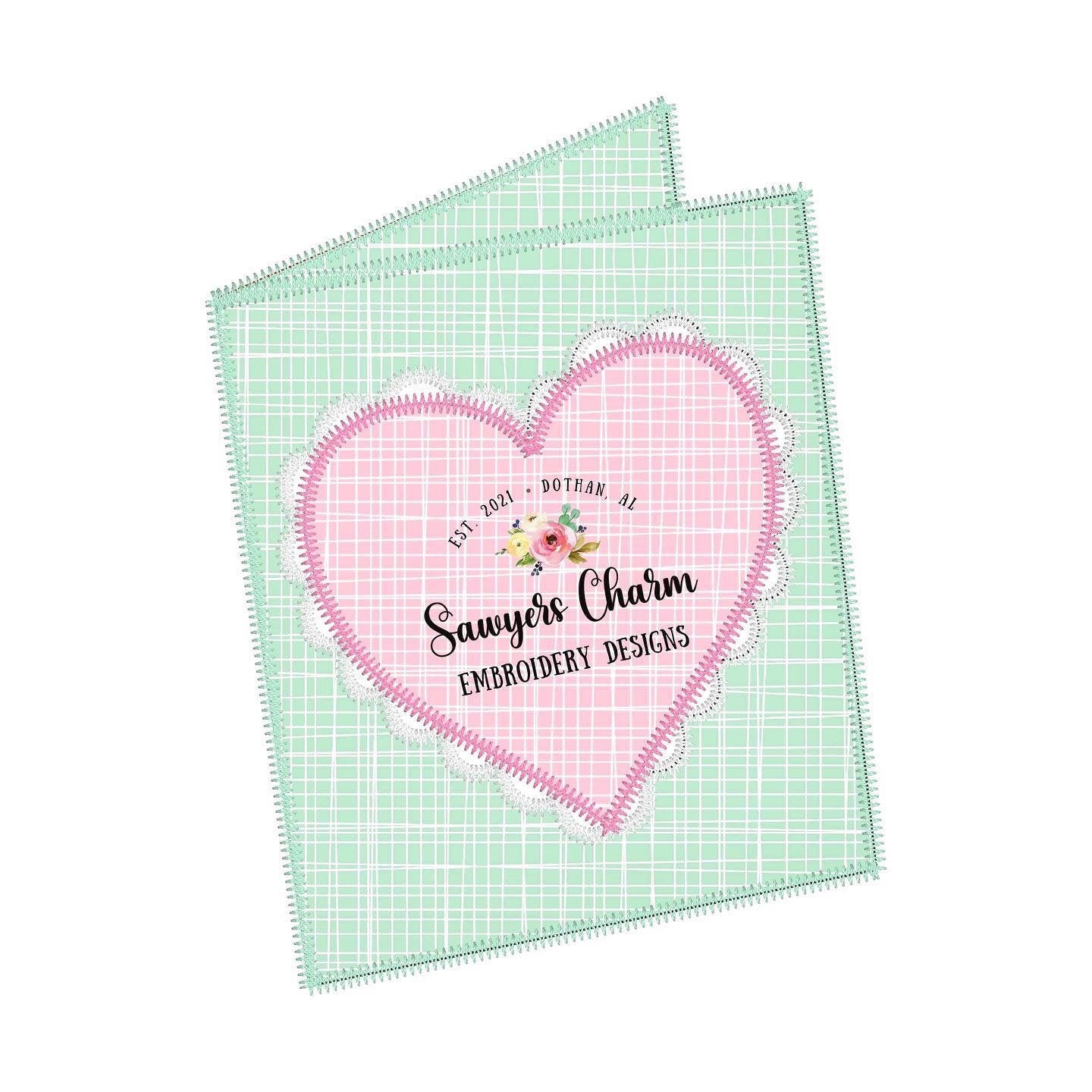 BUNDLE Valentine's Day card with scalloped heart & heart with arrow zigzag stitch machine applique embroidery design file quick stitch, love