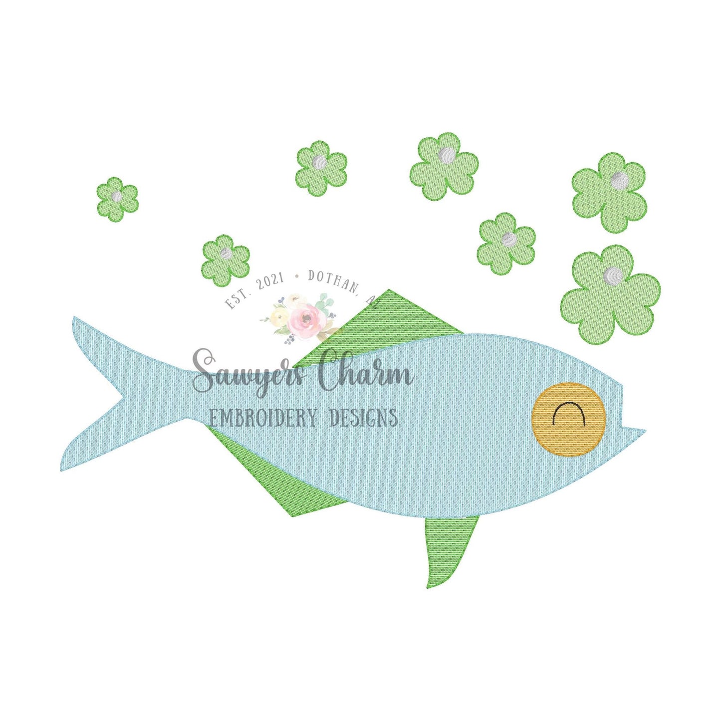 BUNDLE Fish shamrock bubbles with & without bow sketch stitch machine embroidery design file, bean stitch, fishing, St. Patrick's day clover