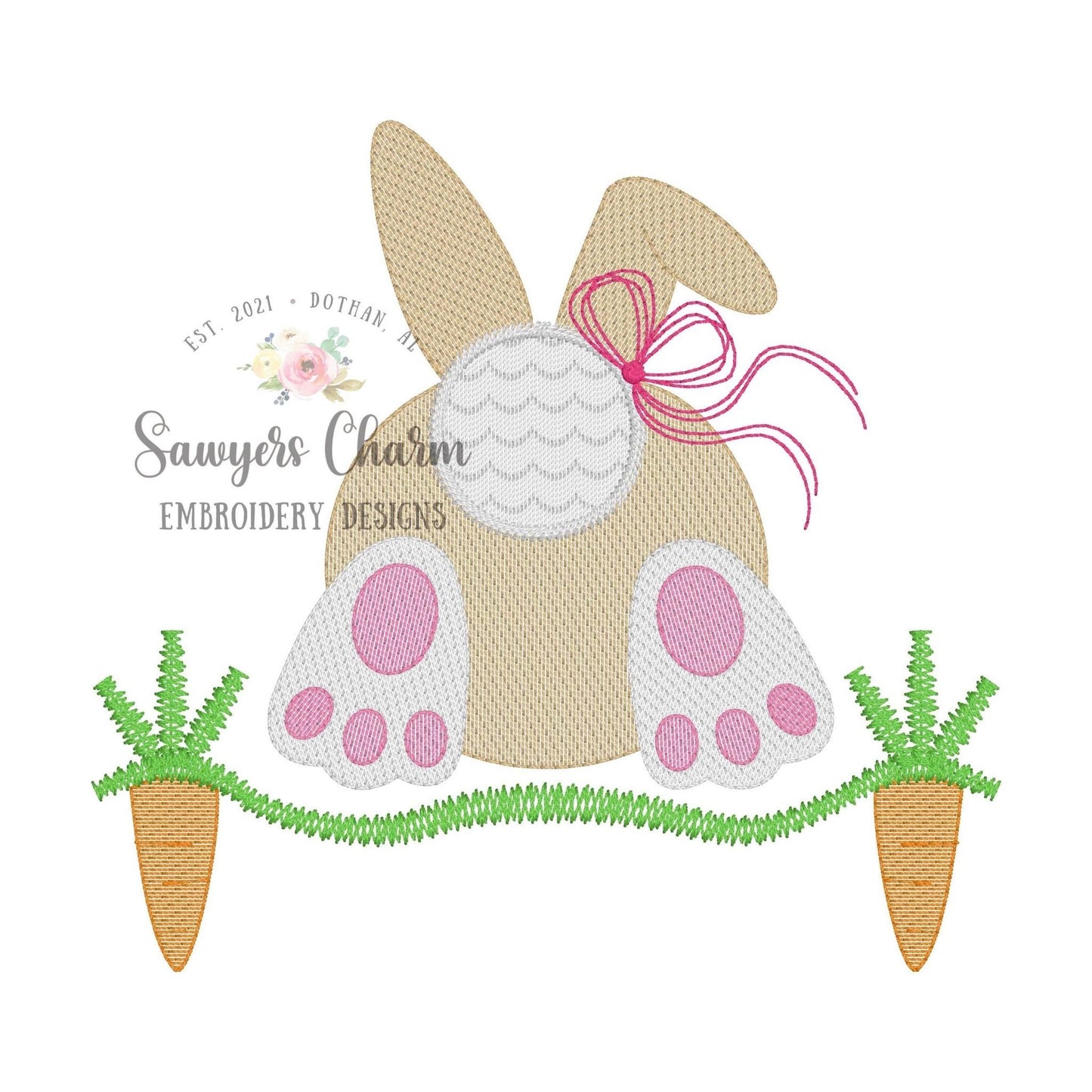 BUNDLE Easter bunny tail with & without bow grass carrots sketch stitch machine embroidery design file, egg hunt, rabbit, spring, cottontail
