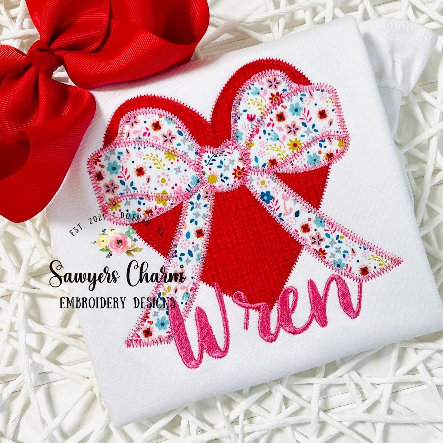 BUNDLE Valentine's Day heart with bow, bean stitch/zig zag machine applique embroidery design file, quick stitch, love, XOXO, hugs & kisses