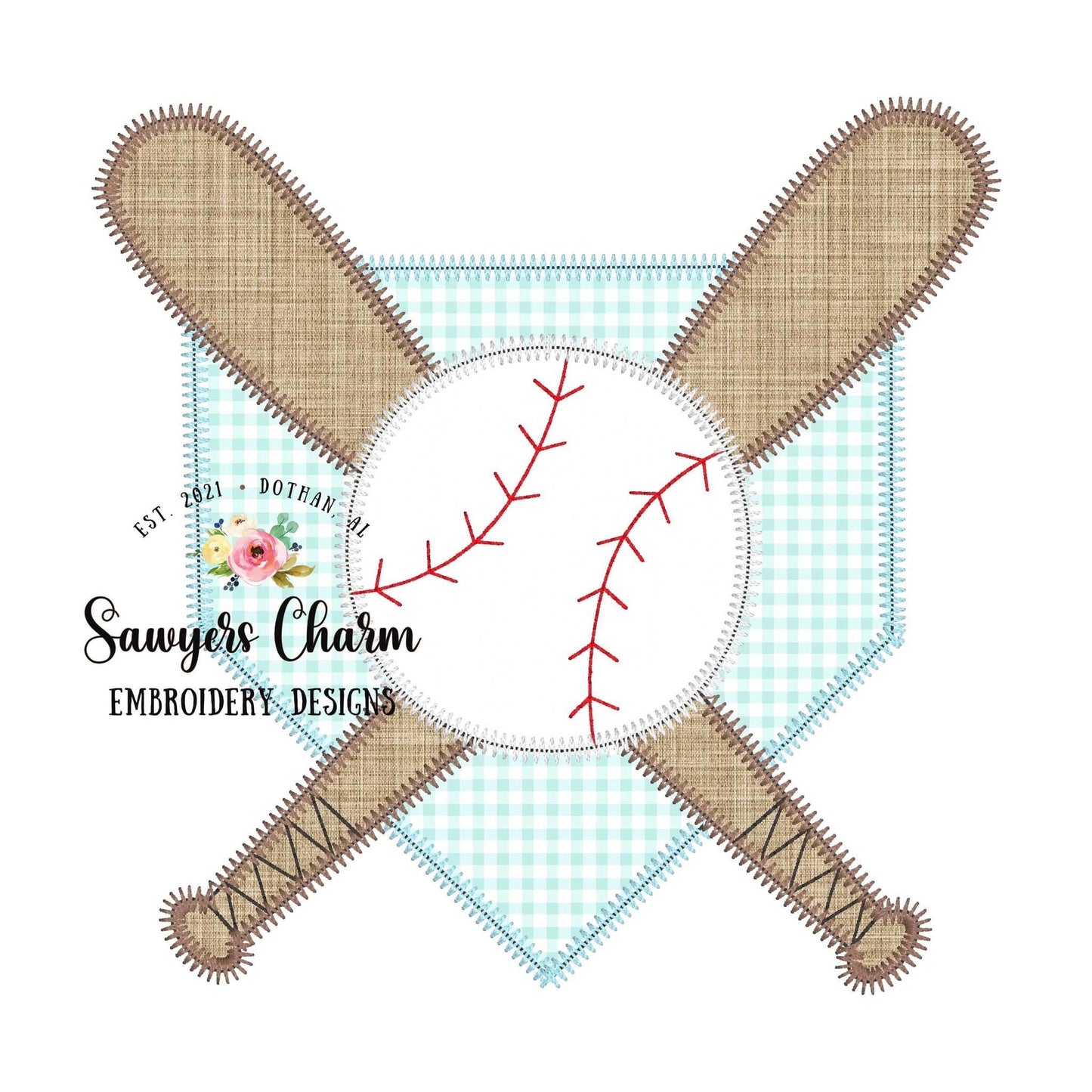 BUNDLE Baseball bats/home plate with & without bow zig zag stitch applique machine embroidery design file, softball ballgame sports outfield
