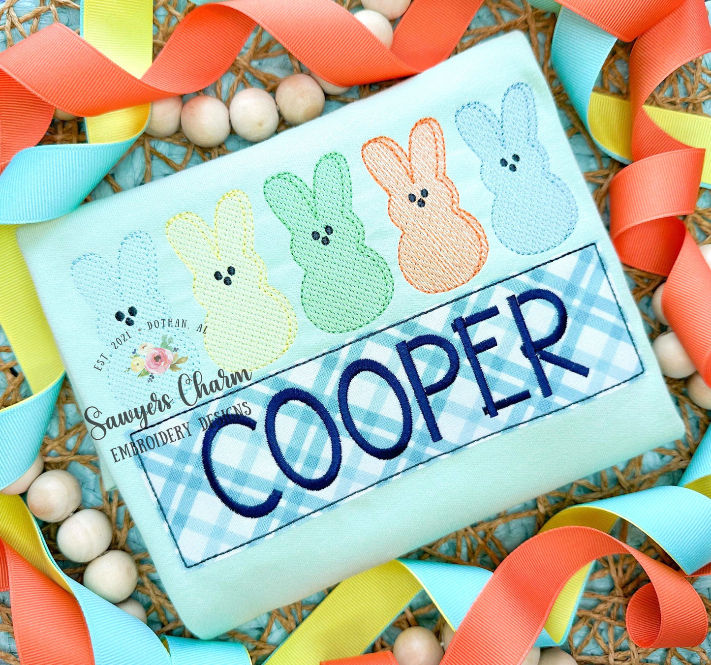 BUNDLE Easter peeps candy row with & without bows light sketch stitch machine embroidery design file, quick stitch, bunny rabbit, spring