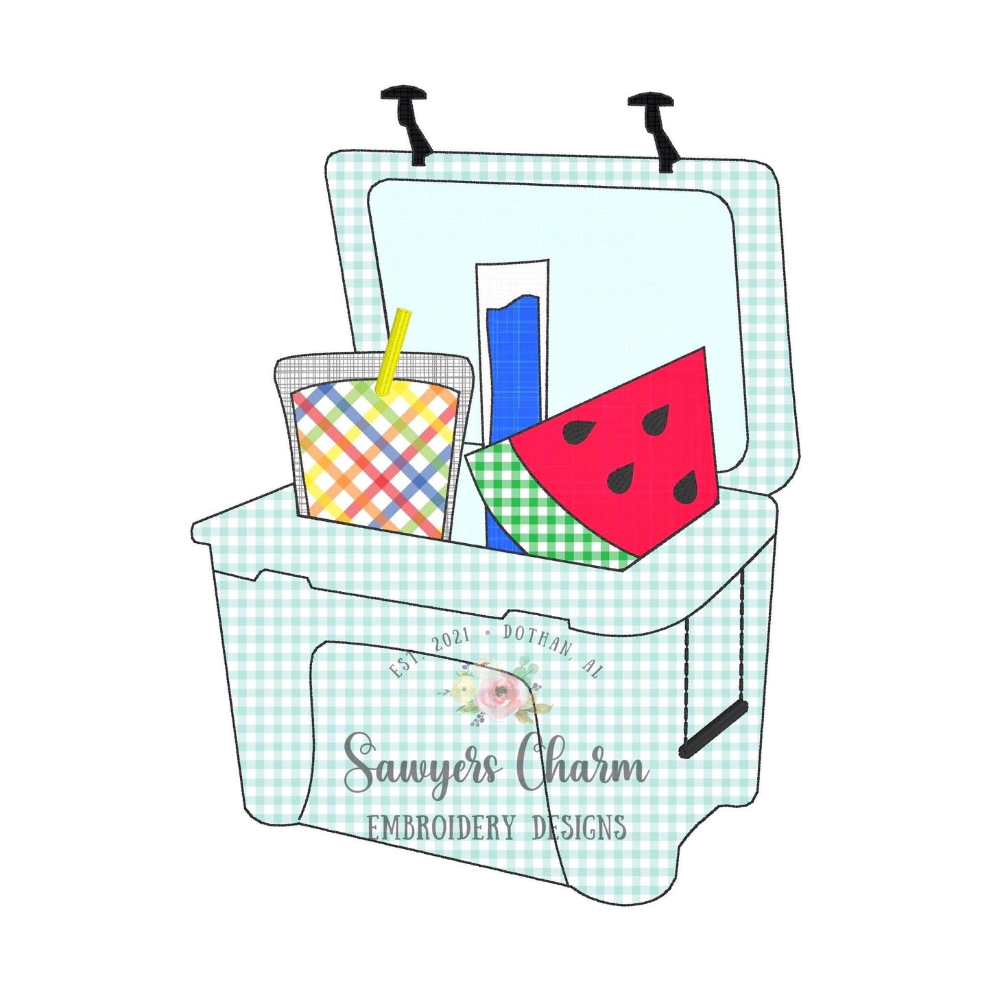 BUNDLE Cooler juice box, watermelon, popsicle bean stitch & zigzag stitch applique machine embroidery design file, summer snacks ice chest