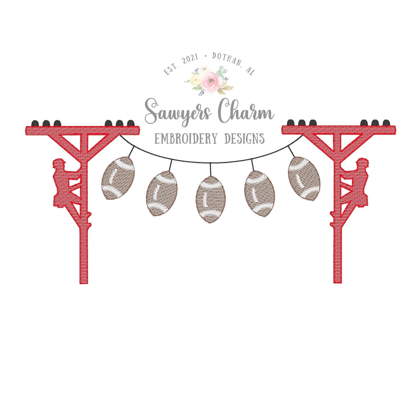 Football lineman bunting banner, sketch stitch machine embroidery design file, quick stitch, bean stitch, summer, sports college, touchdown