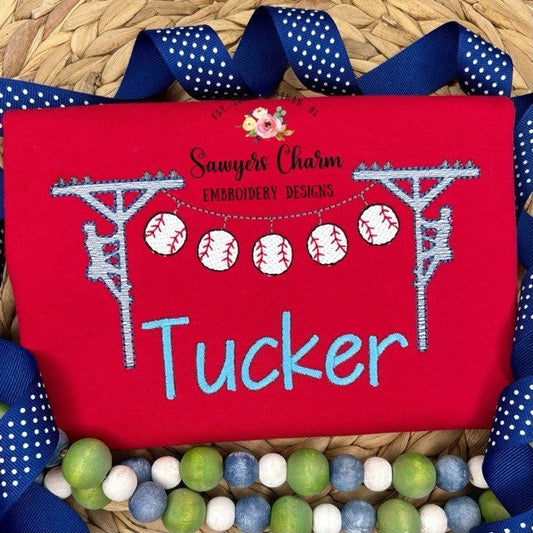 Baseball lineman bunting banner, sketch stitch machine embroidery design file, quick stitch, bean stitch, summer, sports college, pitcher