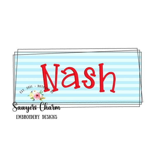 BUNDLE 5 rectangle name plate/frame machine applique embroidery design file, bean stitch, zigzag, scribble, blanket stitch, satin stitch