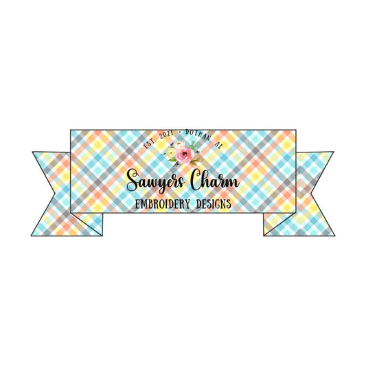 BUNDLE 4 Straight edge Ribbon banner name plate/frame machine applique embroidery design file, bean stitch, zigzag, scribble, satin stitch